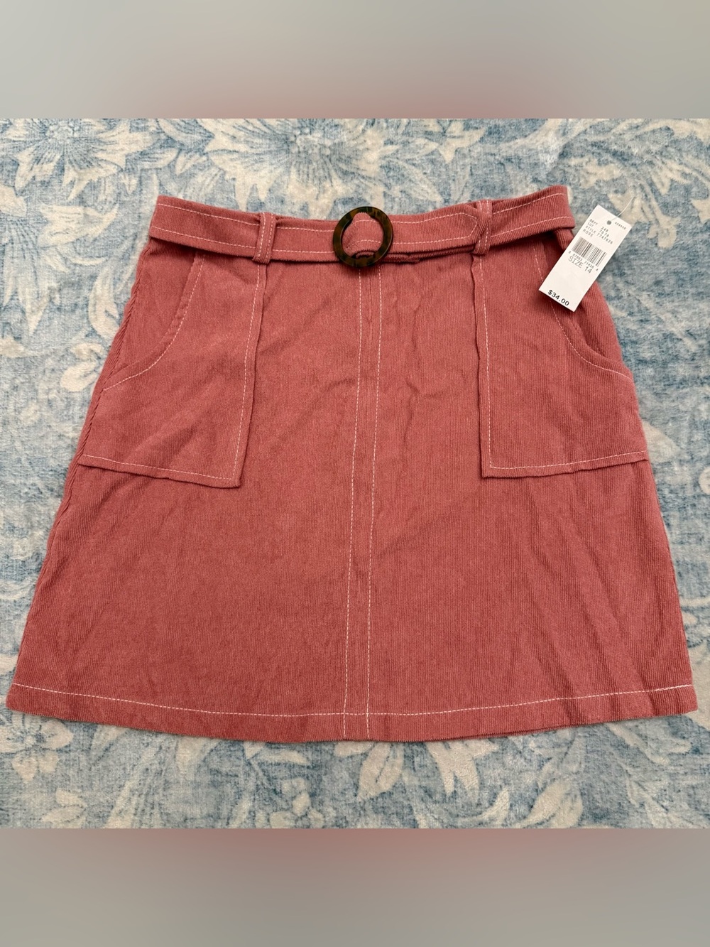 IZ byer girls Belted Pocket Skirt - Dusty Rose size 14 NWT